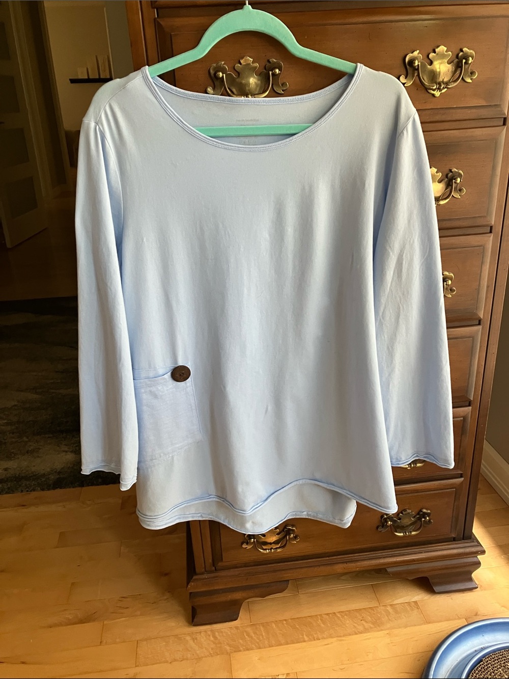 neon buddha Pale Blue Long Sleeve Tunic with Pocket Button